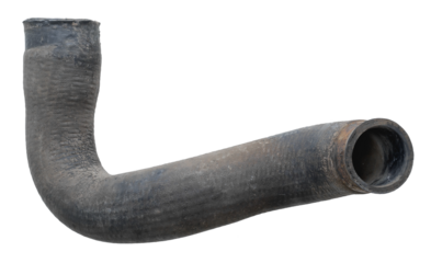 Old rubber radiator hose isolated on white.