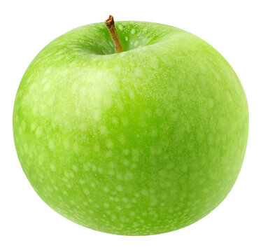 One green Granny Smith apple cut out