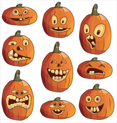 Vector halloween pumpkin. Jack-o-lantern icon set