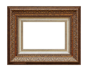 Framework in antique style. Vintage picture frame isolated on a transparent background in PNG format