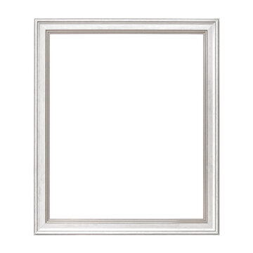White Framework in antique style. Vintage picture frame isolated on a transparent background in PNG format