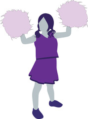 Silhouette of Cheerleader in pink and purple colors. Faceless vector Illustration