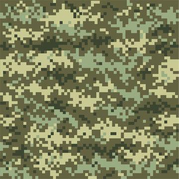 The pattern of army seamless camouflage; The pixel uniform texture; Illustration of print for military clothing