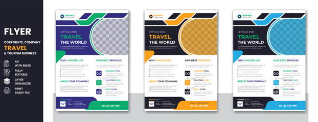 Travel and tourism business company poster or flyer design