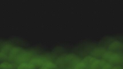 Green fog, bad smell or toxic smoke cloud isolated on transparent background. Realistic smog, haze, mist or cloudiness effect. Realistic vector illustration.