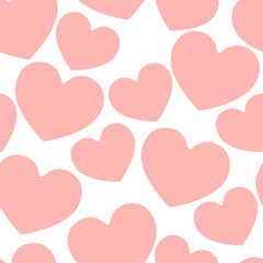 Pattern of pink hearts on a white background