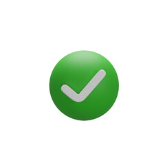 3d rendering green round check mark