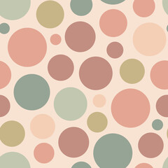 Circle shapes in natural colors. Vector seamless pattern. Background for wrapping, fabric, wallpaper or cards.