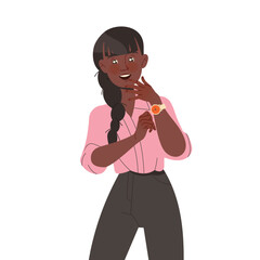 Woman Office Employee with Braid with Amazed Face Expression Vector Illustration