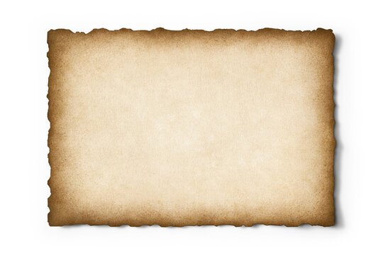 Old parchment texture with worn edges isolated on empty background