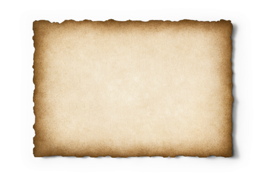 Old parchment texture with worn edges isolated on empty background