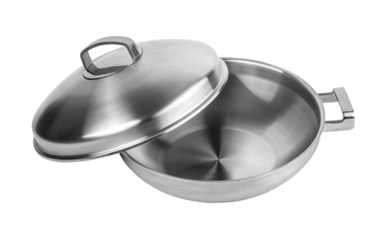 Open stainless steel cooking pot