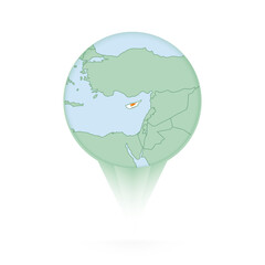 Cyprus map, stylish location icon with Cyprus map and flag.