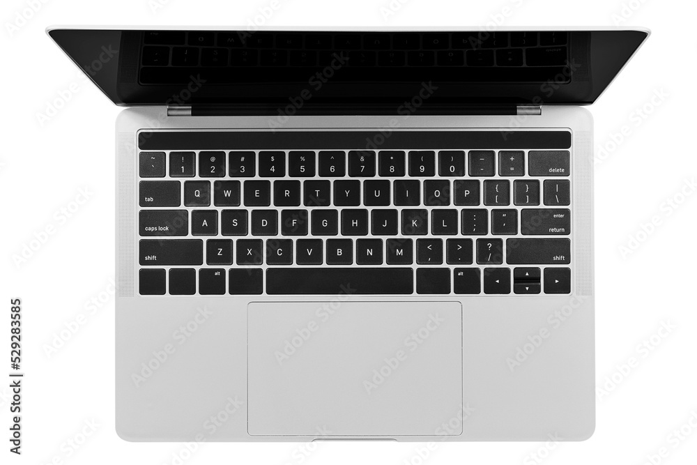 Poster top view of isolated modern laptop. png file with transparent background.