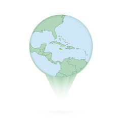 Jamaica map, stylish location icon with Jamaica map and flag.
