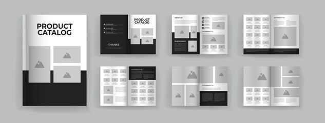 12 pages black  product catalogue template or product catalog template design - obrazy, fototapety, plakaty