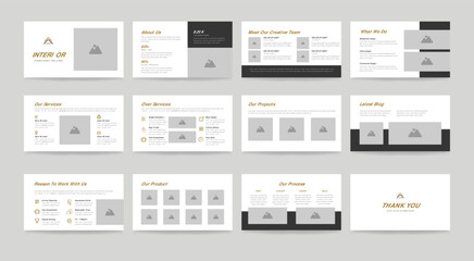 Fototapeta na wymiar Modern interior PowerPoint Presentation template design