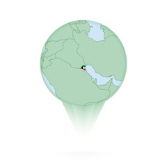 Kuwait map, stylish location icon with Kuwait map and flag.