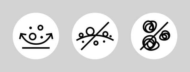 The fabric icon does not roll (pellets). Pictogram for web or marketplace, clothing category. Isolated vector illustration on a white background.