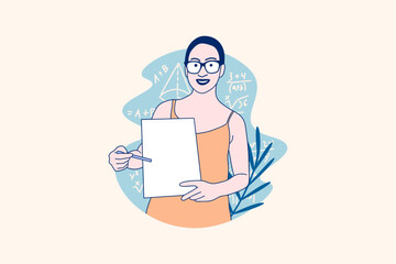 Illustrations of Beautiful Female Teacher for World Teachers' Day design concept
