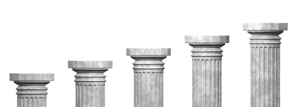 Five white marble columns