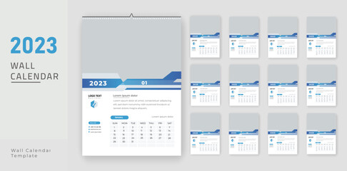 Modern wall calendar 2023 template design