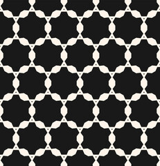 Fototapeta premium Vector black and white seamless pattern. Vector monochrome geometric ornament with hexagonal grid, lattice. Luxury ornamental background. Abstract texture. Arabic style. Dark repeat decorative design