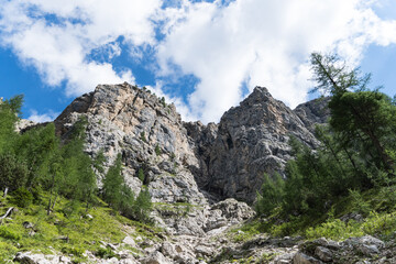 Fototapeta na wymiar Forcella Franzei Route, Dolomites Alps, Italy 