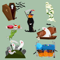 Fototapeta premium halloween party set