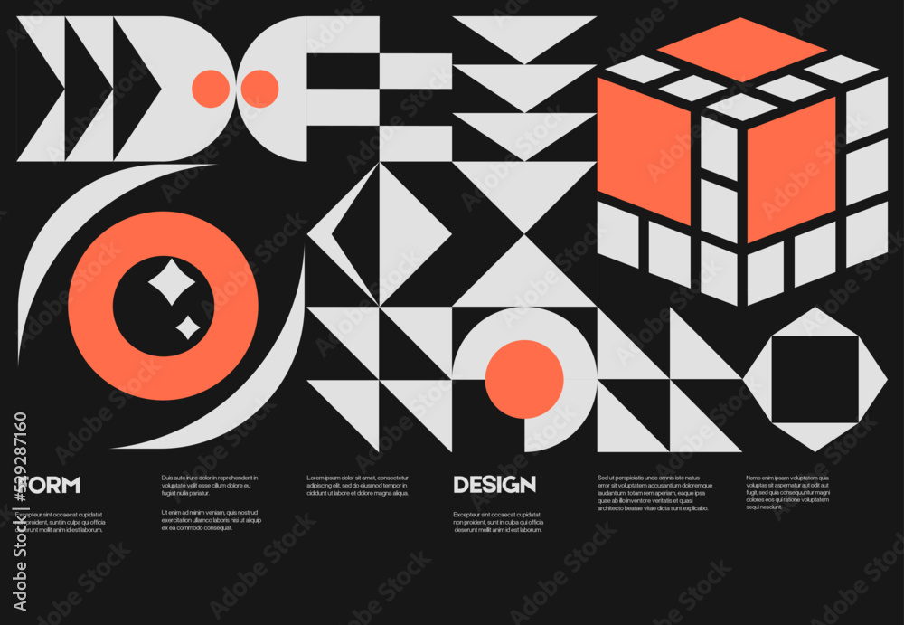 Aufkleber swiss poster design template layout with clean typography and minimal vector pattern with colorful a
