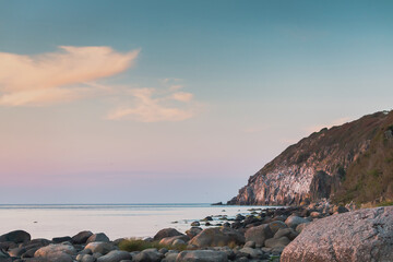 Naklejka premium Cliff near shore of Bornholm island - summer season - vacation time