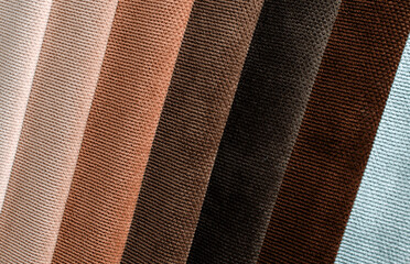Light Set Sail Champagne and brown colors velour textile samples.