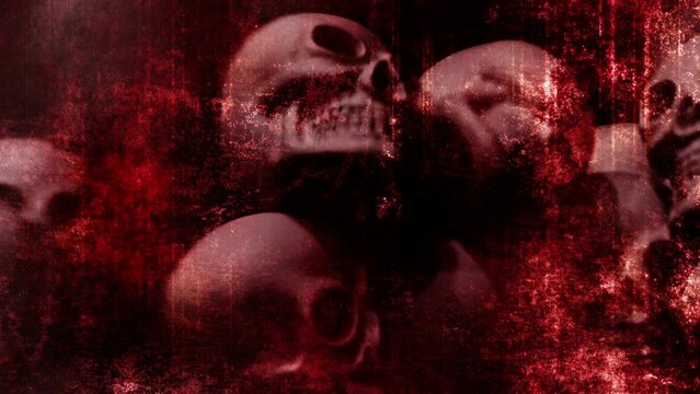 Red skulls horror looping animated twenty second background