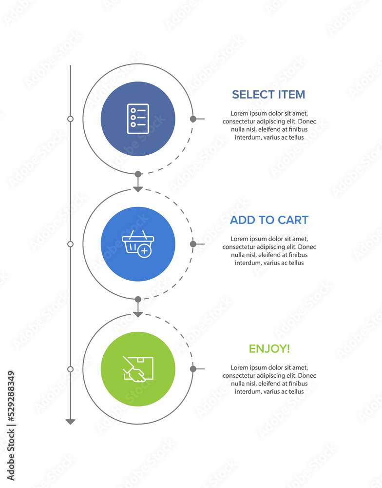 Sticker vertical infographic design with icons and 3 options or steps. thin line. infographics business conc