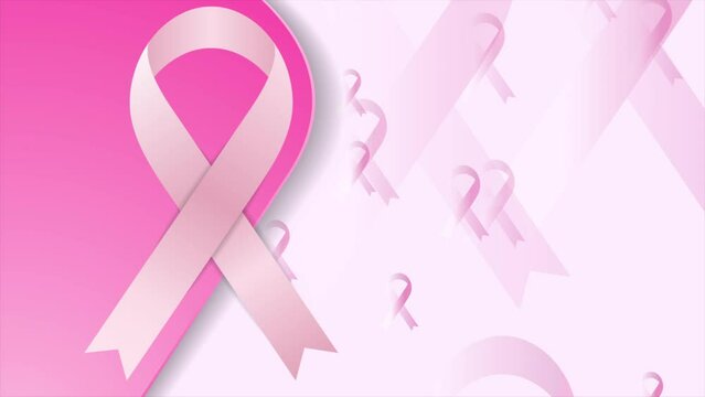 Breast cancer awareness month background. Seamless looping pink ribbon motion design. Video animation Ultra HD 4K 3840x2160