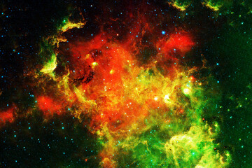 Bright red space nebula. Elements of this image furnished by NASA