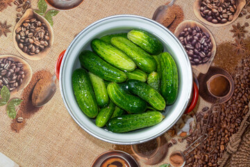 Pickled cucumbers in a bowl