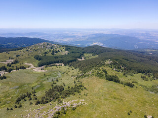 Obraz premium Aerial view of Vitosha Mountain near Kamen Del Peak, Bulgaria