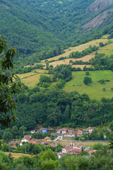 Fototapeta na wymiar View of the town of Riello in the council of Teverga ,Teberga, in Asturias, Spain.