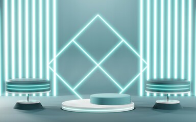 3D rendering of blank product background for cream cosmetics Modern blue pastel podium background