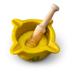 Mortar and pestle with freshly made 