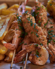 shrimp in batter close-up.Beer snacks
