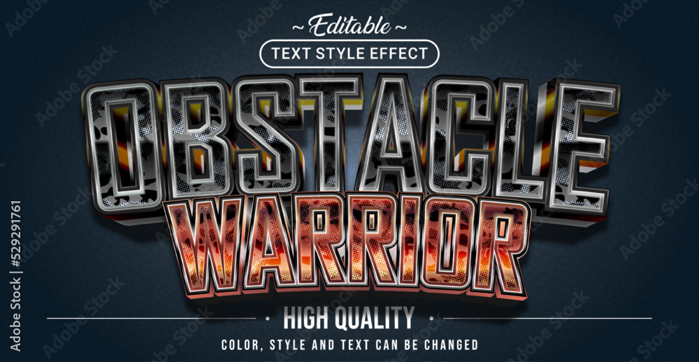 Poster Editable text style effect - Obstacle Warrior text style theme.