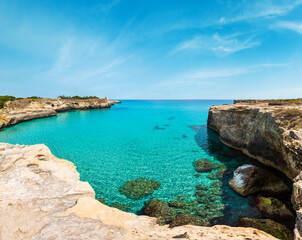 Sea coast Archaeological Area of Roca Vecchia, Italy