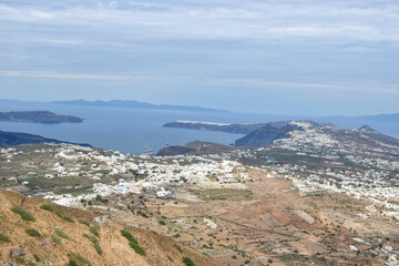 Panoramic view of Santorini, Greece.