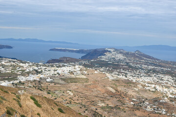 Panoramic view of Santorini, Greece.