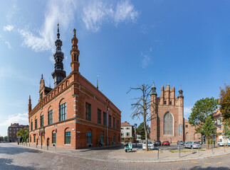 Gdansk Old City Hall and St. Joseph's Church - obrazy, fototapety, plakaty