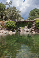 Fototapeta na wymiar La Maquina Natural swimming pool. Crystal-clear waters spot in the heart of La Vera County, Caceres, Extremadura, Spain