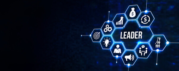 Internet, business, Technology and network concept.Successful team leader.  Business leadership concepts. A successful team leader is a manager market leader. 3d illustration.
