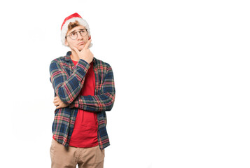 Young man at Christmas doing gestures